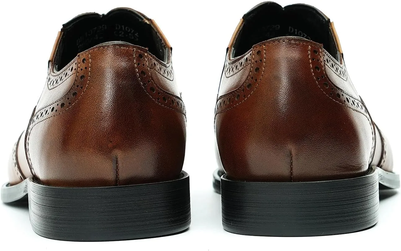Santimon Men's Oxfords Formal Dress Slip On Derby Business Prom Wingtip Brouges Shoes Tuxedo Wedding Casual Leather Shoes for Men