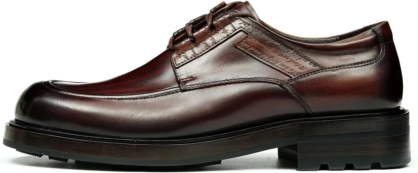 Santimon Mens Oxfords Shoes Formal Dress Derby Genunie Leather Plain Toe Modern Suit Shoes Men's Fashion Lightweight Prom Wedding Tuxedo Business Causal Comfortable Shoes