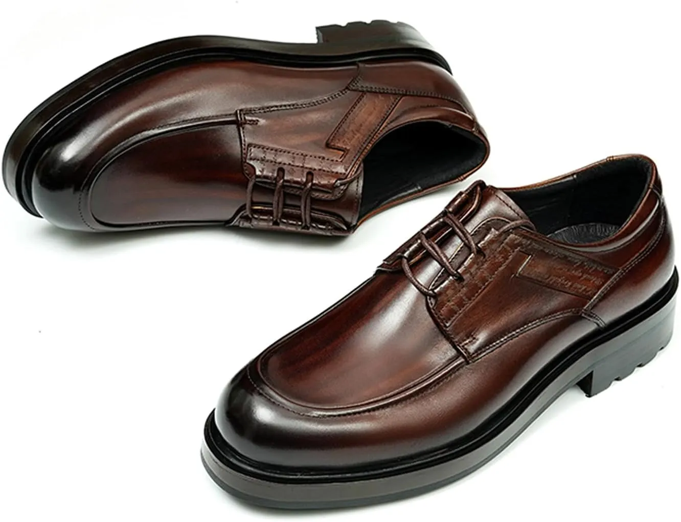 Santimon Mens Oxfords Shoes Formal Dress Derby Genunie Leather Plain Toe Modern Suit Shoes Men's Fashion Lightweight Prom Wedding Tuxedo Business Causal Comfortable Shoes
