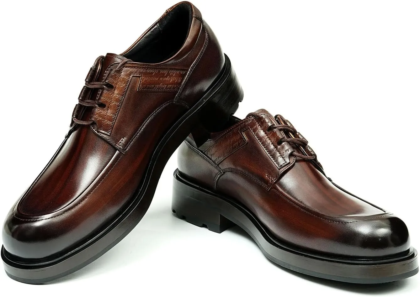 Santimon Mens Oxfords Shoes Formal Dress Derby Genunie Leather Plain Toe Modern Suit Shoes Men's Fashion Lightweight Prom Wedding Tuxedo Business Causal Comfortable Shoes