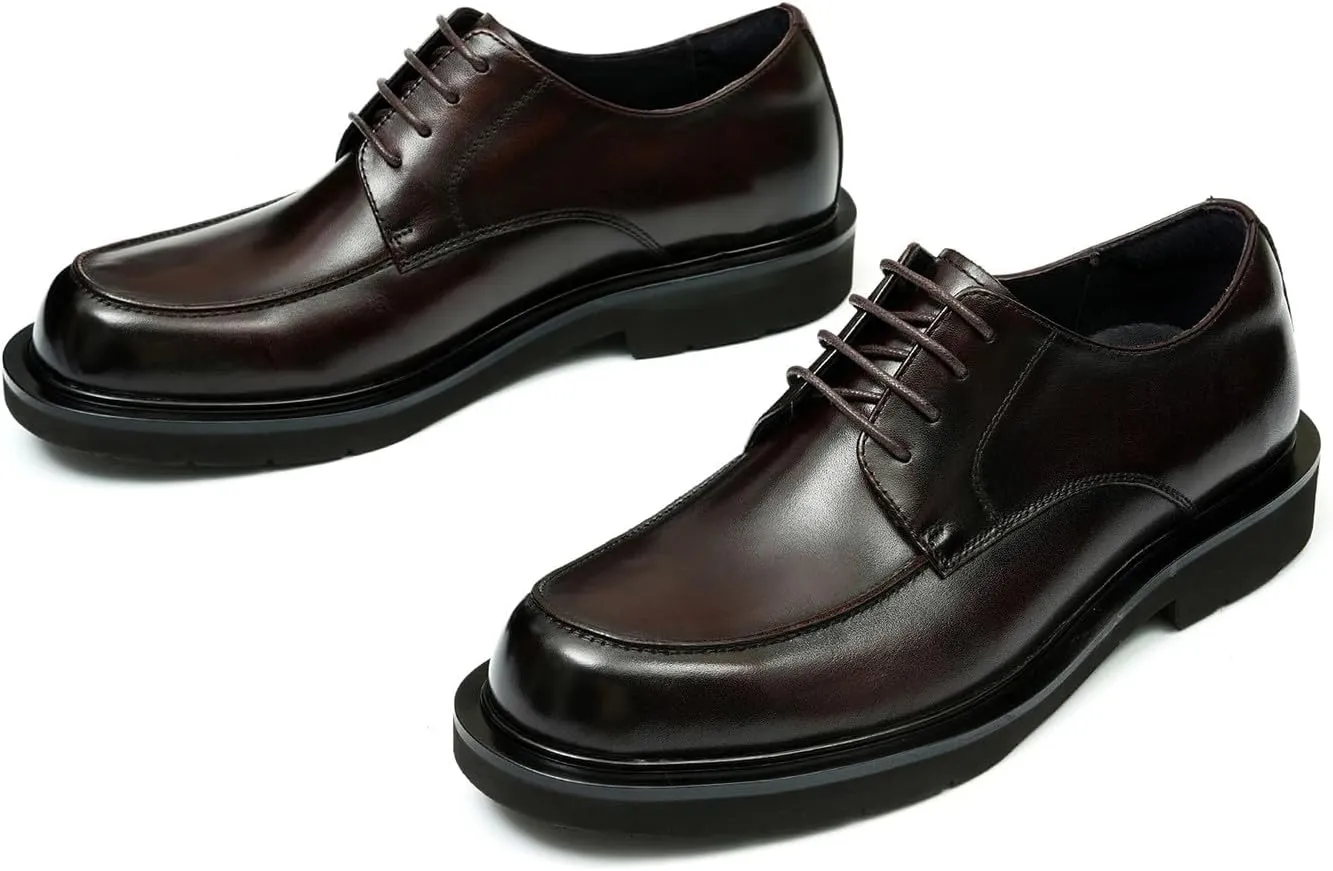 Santimon Oxfords for Men Formal Dress Suit Shoes Genunie Leather Plain Toe Modern Prom Derby Mens Fashion Tuxedo Wedding Dress Business Causal Lightweight Comfortable Shoes