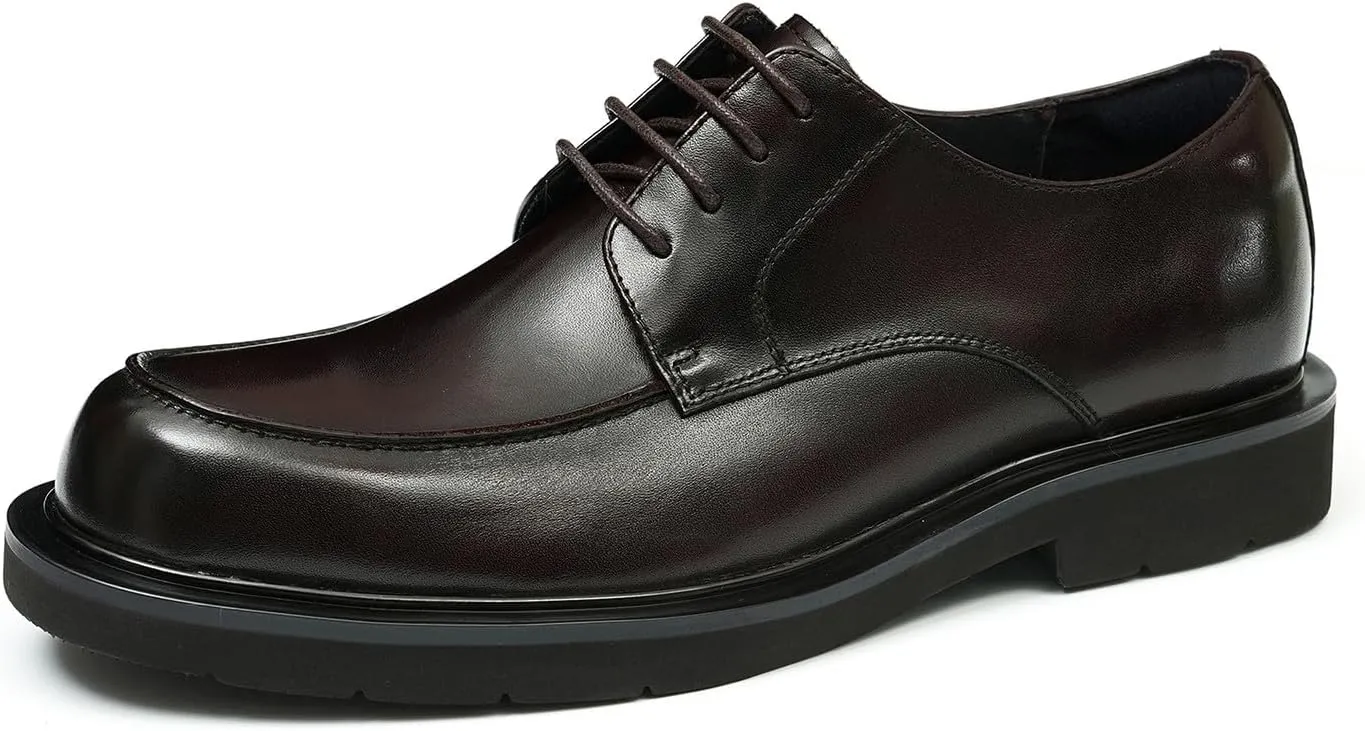 Santimon Oxfords for Men Formal Dress Suit Shoes Genunie Leather Plain Toe Modern Prom Derby Mens Fashion Tuxedo Wedding Dress Business Causal Lightweight Comfortable Shoes