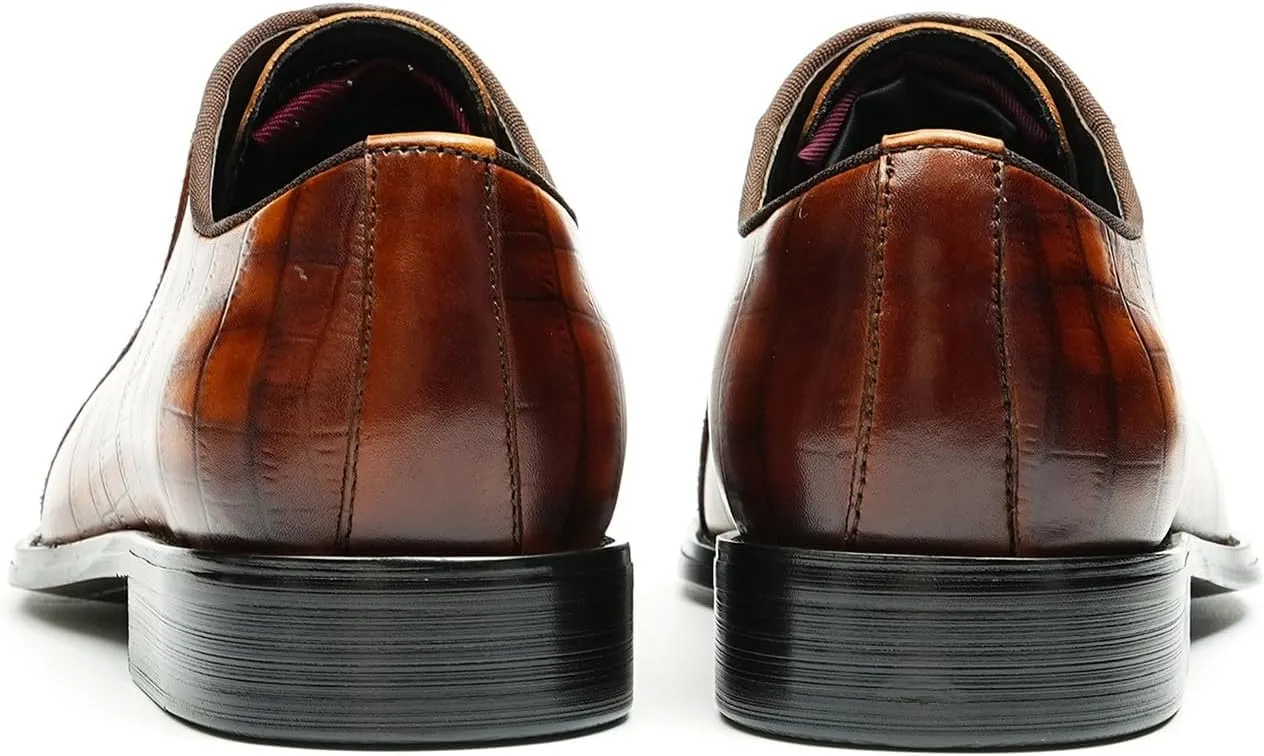 Santimon Oxfords Shoes for Men Formal Dress Derby Genunie Leather Plain Toe Brogues Modern Suit Shoes Men's Fashion Lightweight Prom Wedding Tuxedo Business Causal Comfortable Shoes
