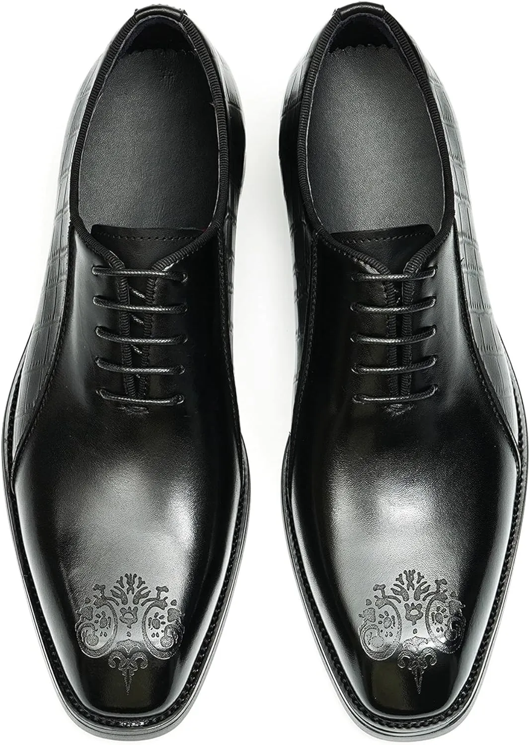 Santimon Oxfords Shoes for Men Formal Dress Derby Genunie Leather Plain Toe Brogues Modern Suit Shoes Men's Fashion Lightweight Prom Wedding Tuxedo Business Causal Comfortable Shoes