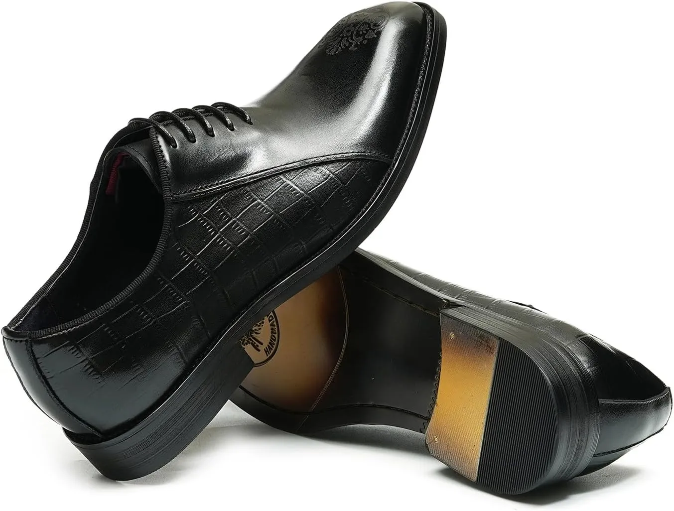 Santimon Oxfords Shoes for Men Formal Dress Derby Genunie Leather Plain Toe Brogues Modern Suit Shoes Men's Fashion Lightweight Prom Wedding Tuxedo Business Causal Comfortable Shoes