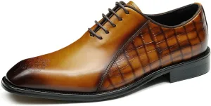 Santimon Oxfords Shoes for Men Formal Dress Derby Genunie Leather Plain Toe Brogues Modern Suit Shoes Men's Fashion Lightweight Prom Wedding Tuxedo Business Causal Comfortable Shoes