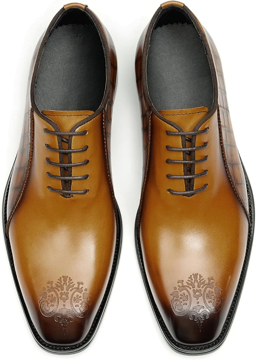 Santimon Oxfords Shoes for Men Formal Dress Derby Genunie Leather Plain Toe Brogues Modern Suit Shoes Men's Fashion Lightweight Prom Wedding Tuxedo Business Causal Comfortable Shoes