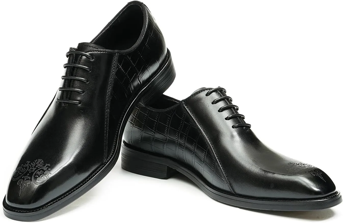 Santimon Oxfords Shoes for Men Formal Dress Derby Genunie Leather Plain Toe Brogues Modern Suit Shoes Men's Fashion Lightweight Prom Wedding Tuxedo Business Causal Comfortable Shoes