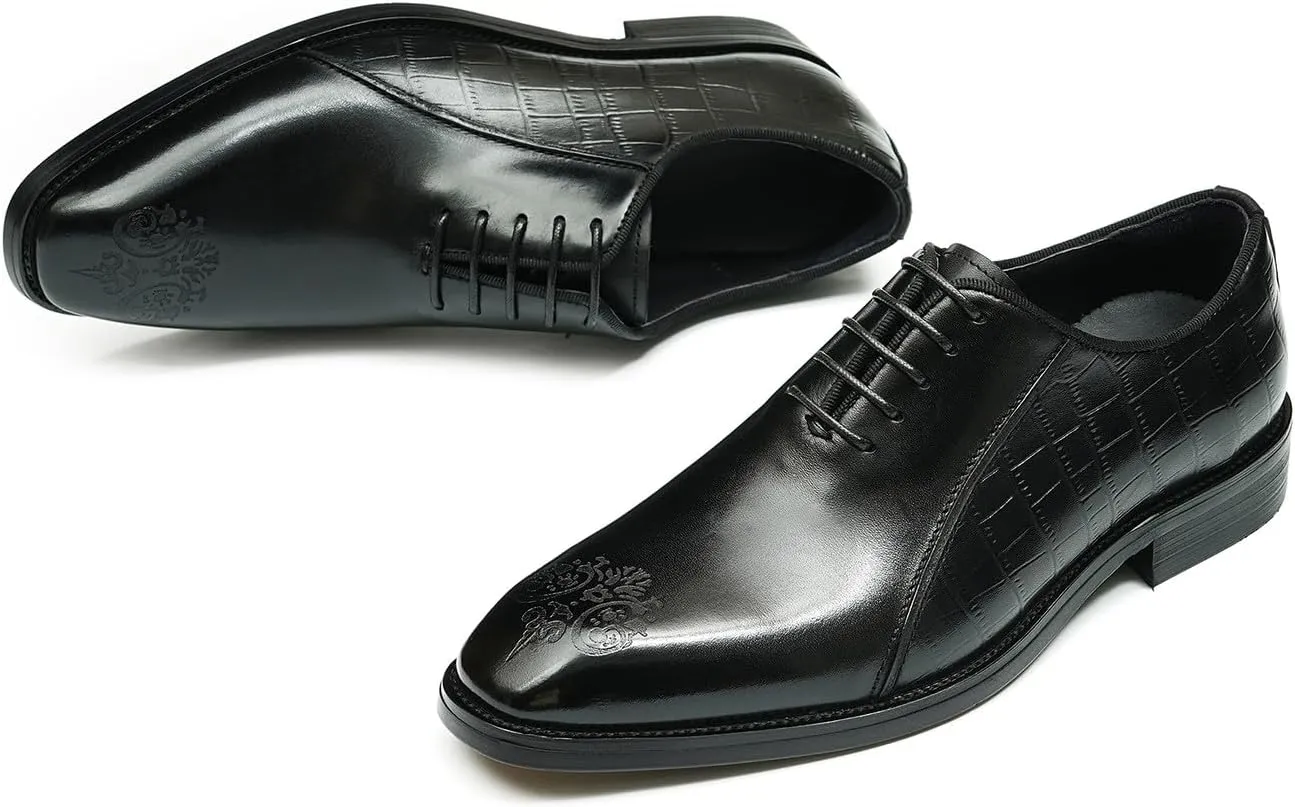 Santimon Oxfords Shoes for Men Formal Dress Derby Genunie Leather Plain Toe Brogues Modern Suit Shoes Men's Fashion Lightweight Prom Wedding Tuxedo Business Causal Comfortable Shoes