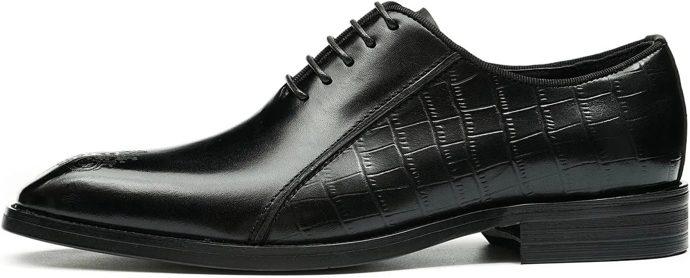 Santimon Oxfords Shoes for Men Formal Dress Derby Genunie Leather Plain Toe Brogues Modern Suit Shoes Men's Fashion Lightweight Prom Wedding Tuxedo Business Causal Comfortable Shoes