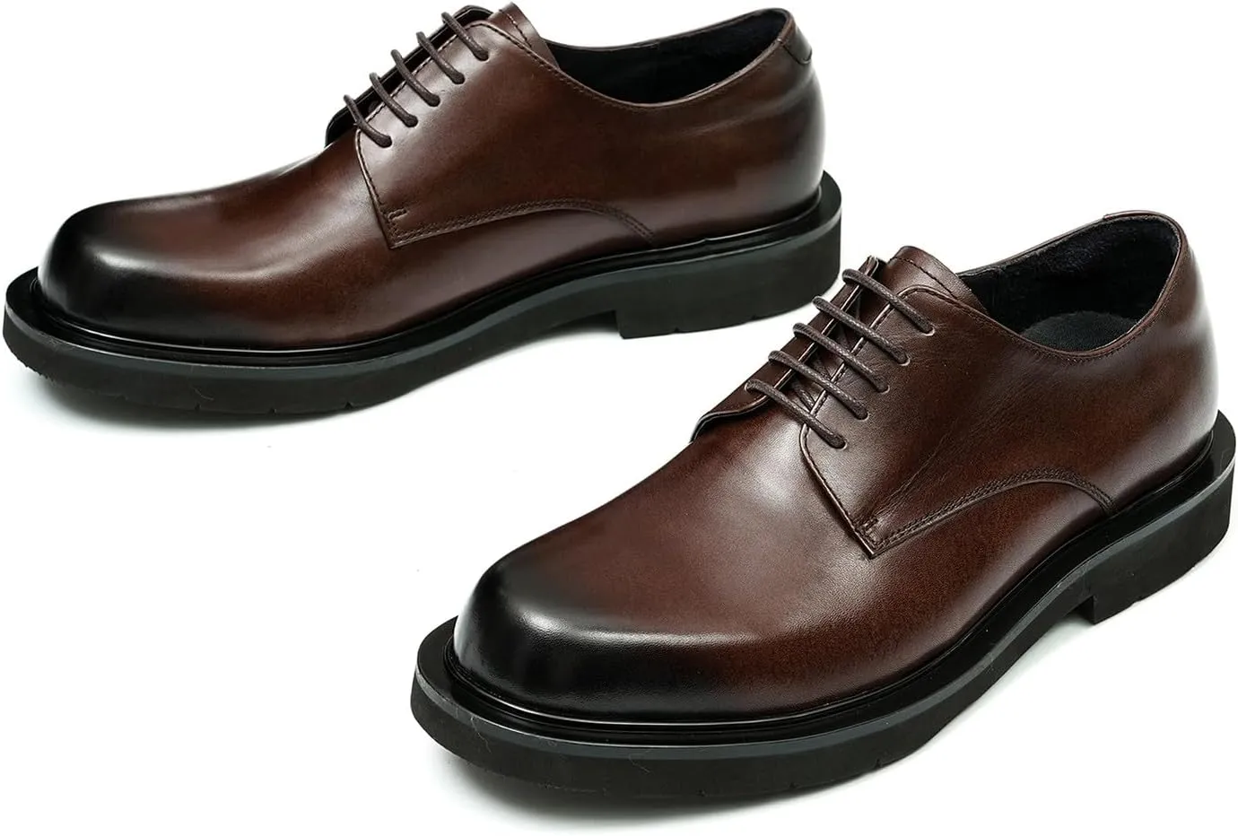 Santimon Oxfords Shoes for Men Formal Dress Derby Genunie Leather Plain Toe Modern Suit Shoes Men's Fashion Lightweight Prom Wedding Tuxedo Business Causal Comfortable Shoes