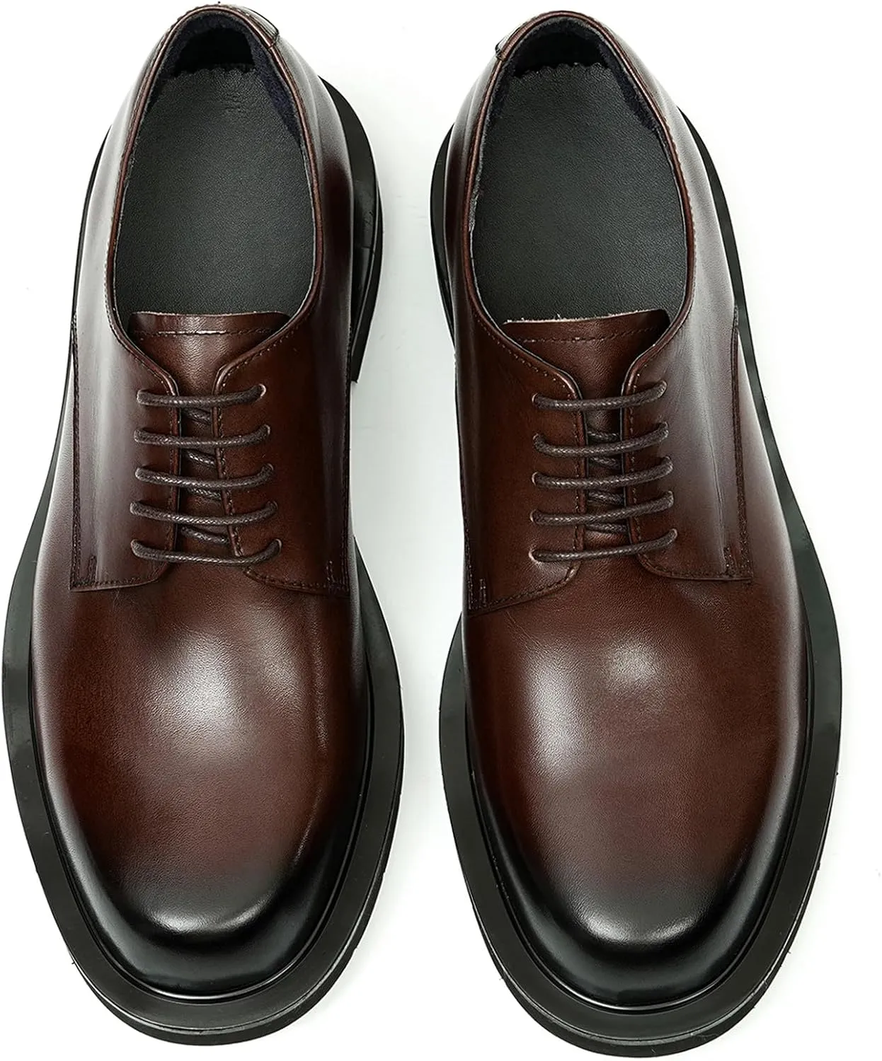Santimon Oxfords Shoes for Men Formal Dress Derby Genunie Leather Plain Toe Modern Suit Shoes Men's Fashion Lightweight Prom Wedding Tuxedo Business Causal Comfortable Shoes