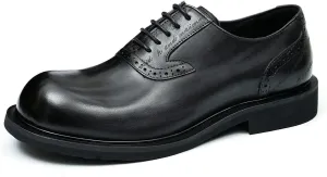 Santimon Oxfords Shoes for Men Formal Dress Derby Genunie Leather Square Toe Brogues Modern Suit Shoes Men's Fashion Lightweight Prom Wedding Tuxedo Business Causal Comfortable Shoes