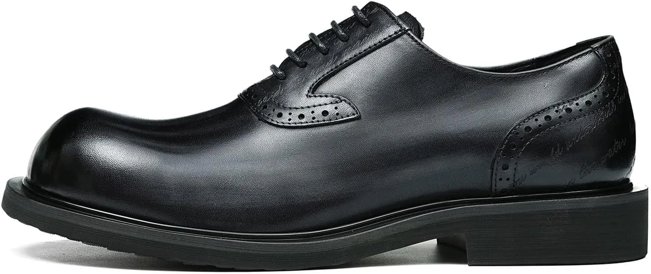 Santimon Oxfords Shoes for Men Formal Dress Derby Genunie Leather Square Toe Brogues Modern Suit Shoes Men's Fashion Lightweight Prom Wedding Tuxedo Business Causal Comfortable Shoes