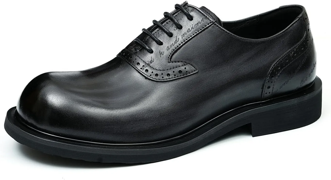 Santimon Oxfords Shoes for Men Formal Dress Derby Genunie Leather Square Toe Brogues Modern Suit Shoes Men's Fashion Lightweight Prom Wedding Tuxedo Business Causal Comfortable Shoes