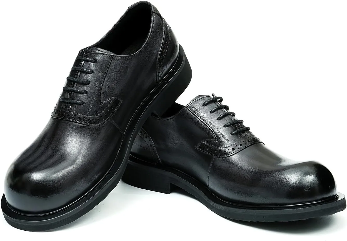 Santimon Oxfords Shoes for Men Formal Dress Derby Genunie Leather Square Toe Brogues Modern Suit Shoes Men's Fashion Lightweight Prom Wedding Tuxedo Business Causal Comfortable Shoes