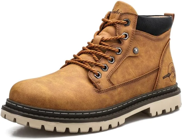 Shaire Men's Hiking Boots High Top Comfy Leather Casual Hiking Boots For Men