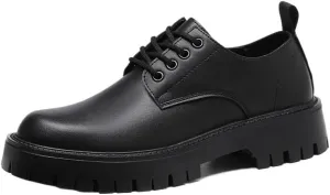 Sleek Men's Round Toe Oxfords for Corporate Meetings - Glossy Leather Lace-Up Shoes with Breathable Lining