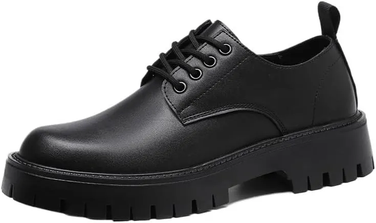 Sleek Men's Round Toe Oxfords for Corporate Meetings - Glossy Leather Lace-Up Shoes with Breathable Lining