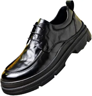Sophisticated Men’s Leather Oxford Business Shoes for Corporate Dress Code, Classic Lace-Up Design Formal Shoes for Wedding Ceremonies