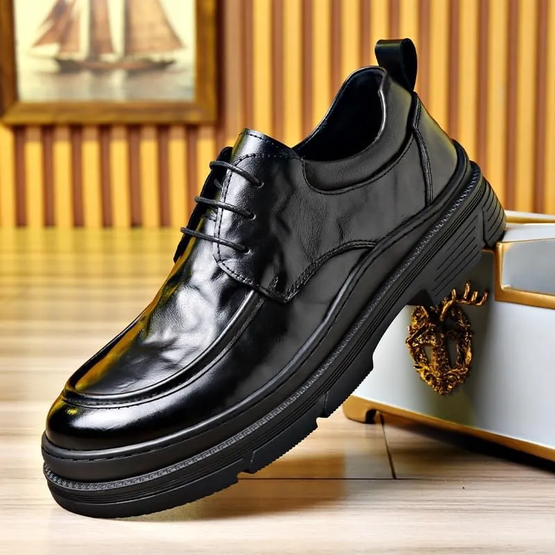 Sophisticated Men’s Leather Oxford Business Shoes for Corporate Dress Code, Classic Lace-Up Design Formal Shoes for Wedding Ceremonies