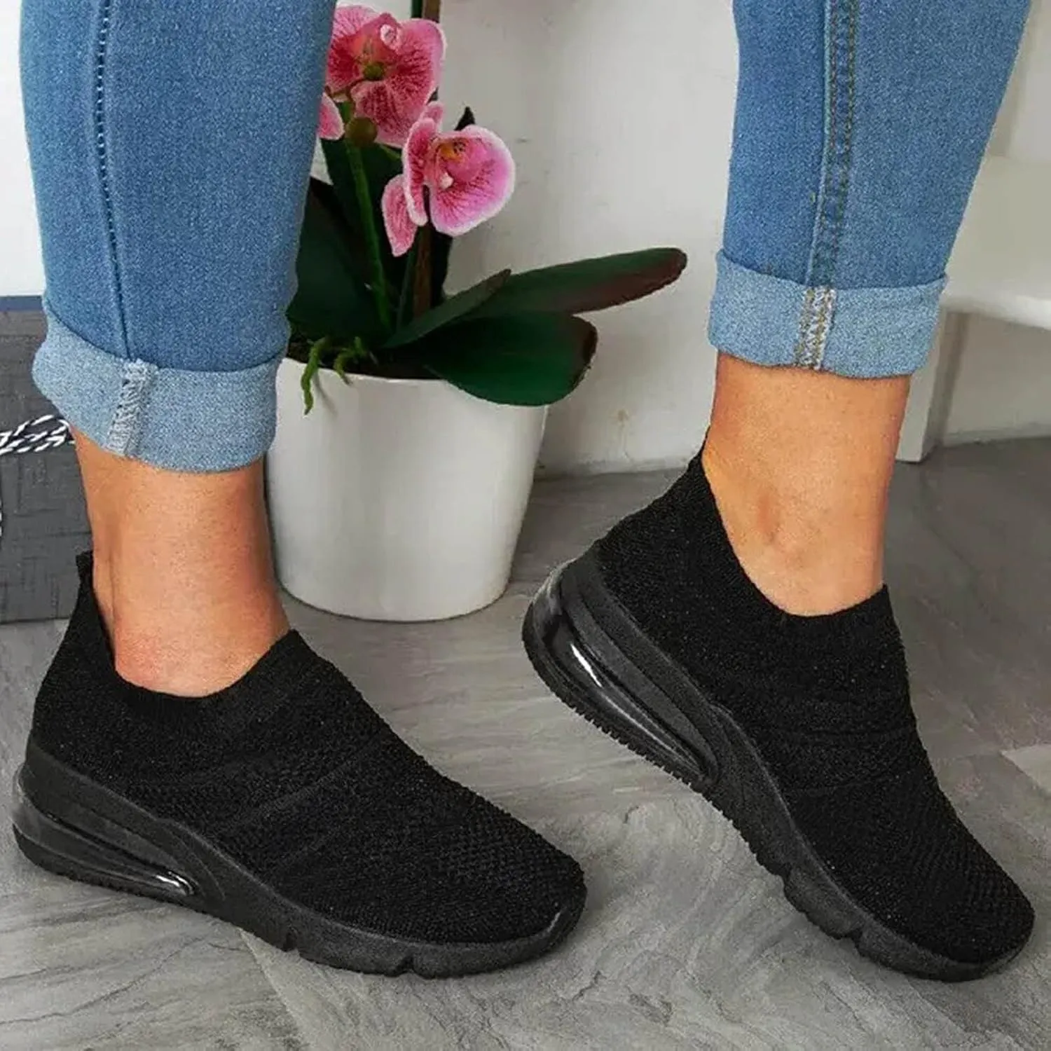 Wedge Sneakers for Women Dressy Size 10 Walking Shoes Women Slip On Dressy Womens Slip On Sneakers 8.5 Womens High Top Sneakers Black Pull On Sneakers Womens