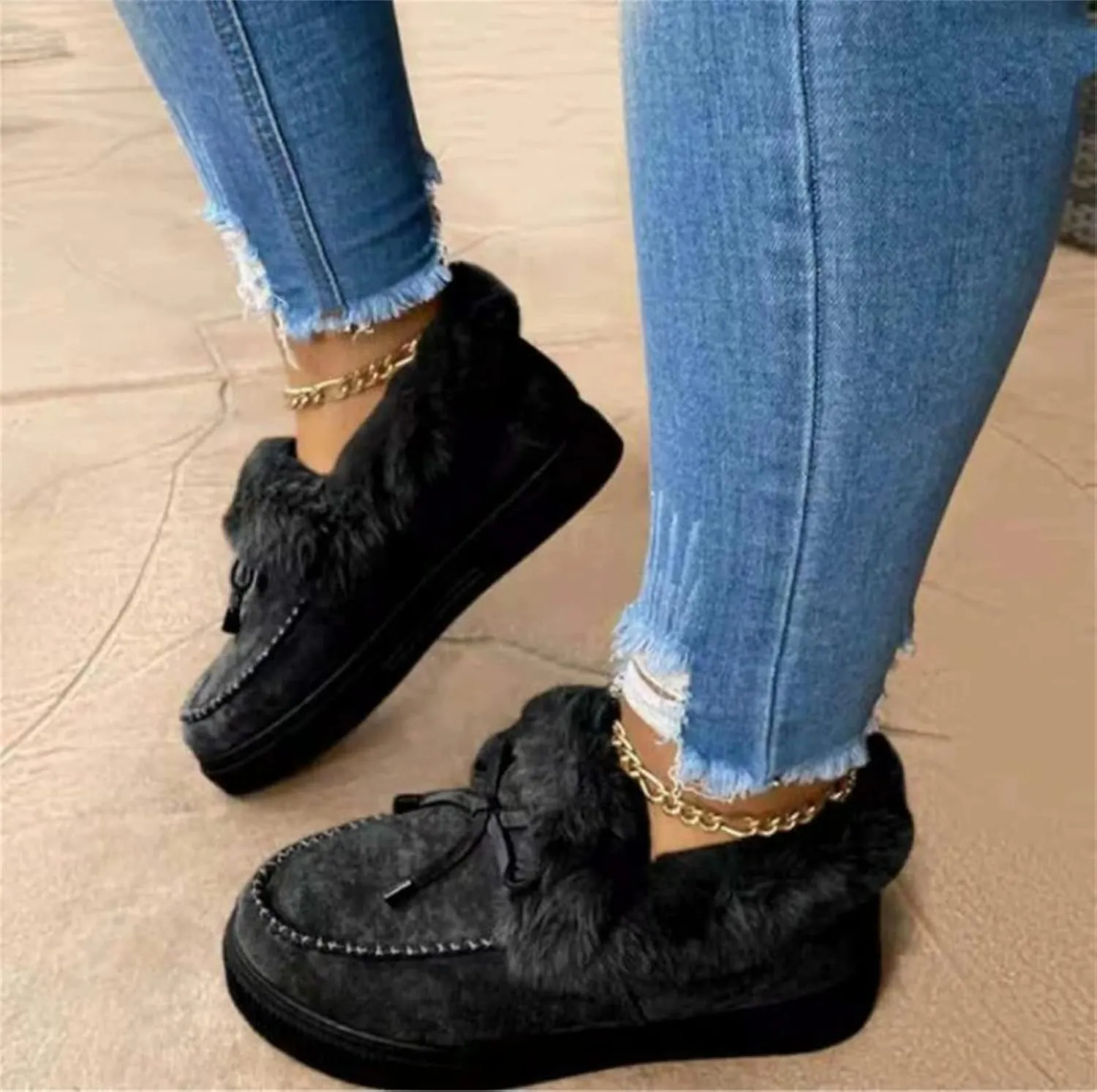 Winter Boots For Women 2024 Snow Boots Warm Ankle Booties Comfortable Slip On Outdoor Fur Lined Walking Loafers Shoes