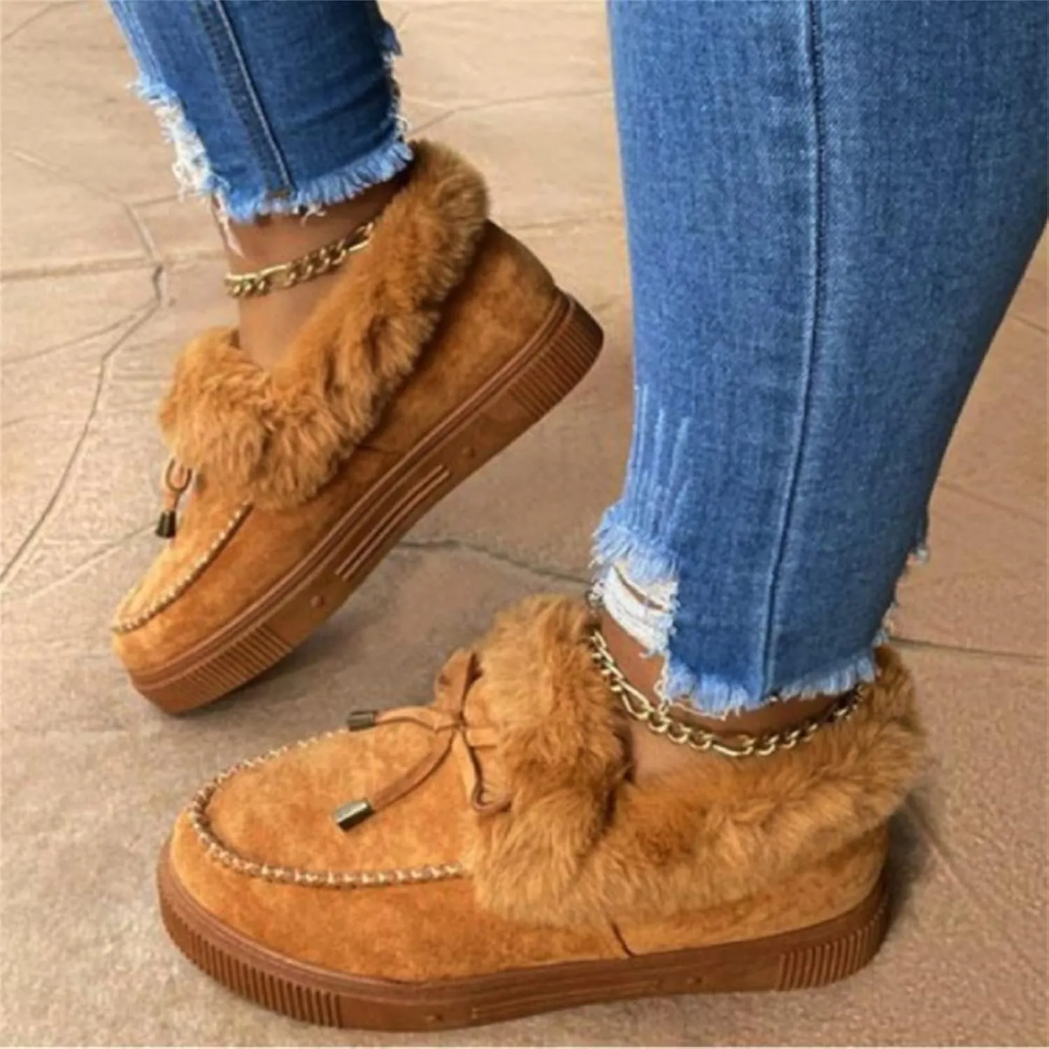 Winter Boots For Women 2024 Snow Boots Warm Ankle Booties Slip On Outdoor Fur Lined Comfortable Fashion Loafers Shoes