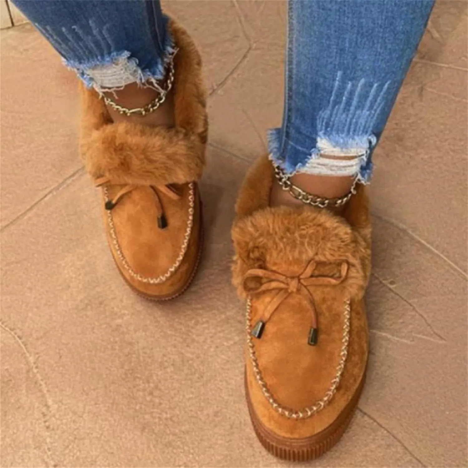 Winter Boots For Women 2024 Snow Boots Warm Ankle Booties Slip On Outdoor Fur Lined Comfortable Fashion Loafers Shoes