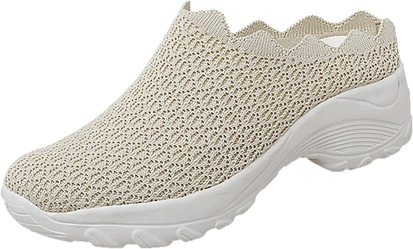 Women Casual Comfort Trainer Summer Breathable Lightweight Flexible Sneakers Slip On Running Sport Shoes