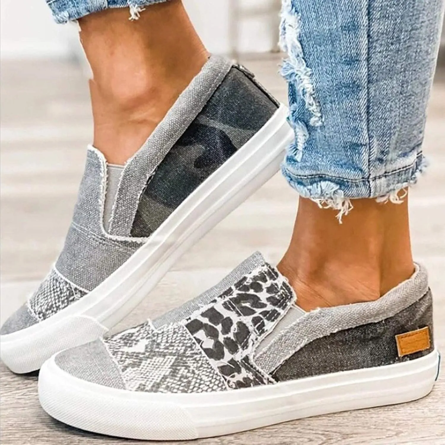 Women Walking Shoes Canvas Sneakers Leopard Print Breathable Mesh Shoes Lightweight Casual Sneakers Comfortable Non Slip Summer Shoe Orthotic Sneakers Outdoor Footwear for Beach Vacation 2025 Fashion