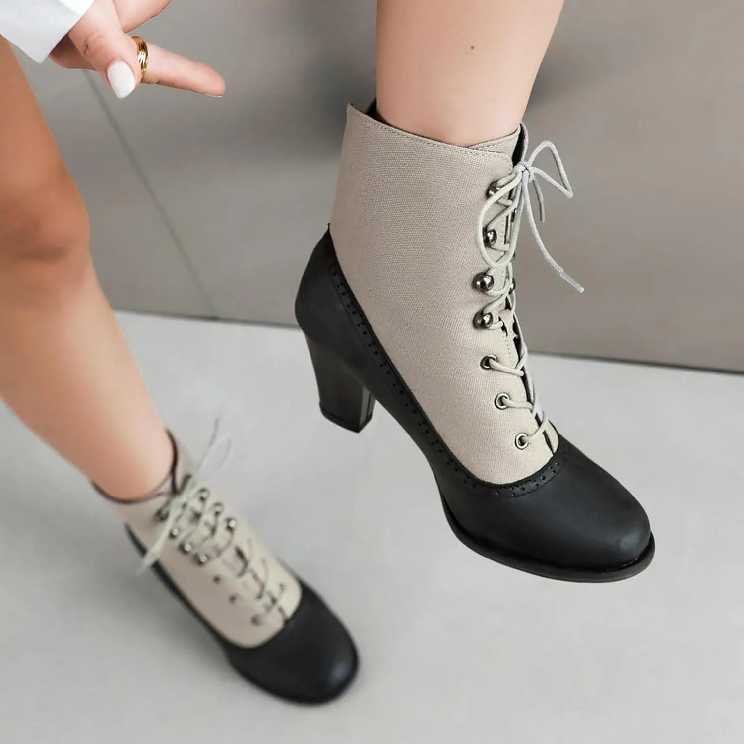 Women's Ankle Boots Victorian Boots Black Boots Chunky Heel Lace Up Witch Boots Knight Boots Cowgirl Rain Boots Mid Calf Side