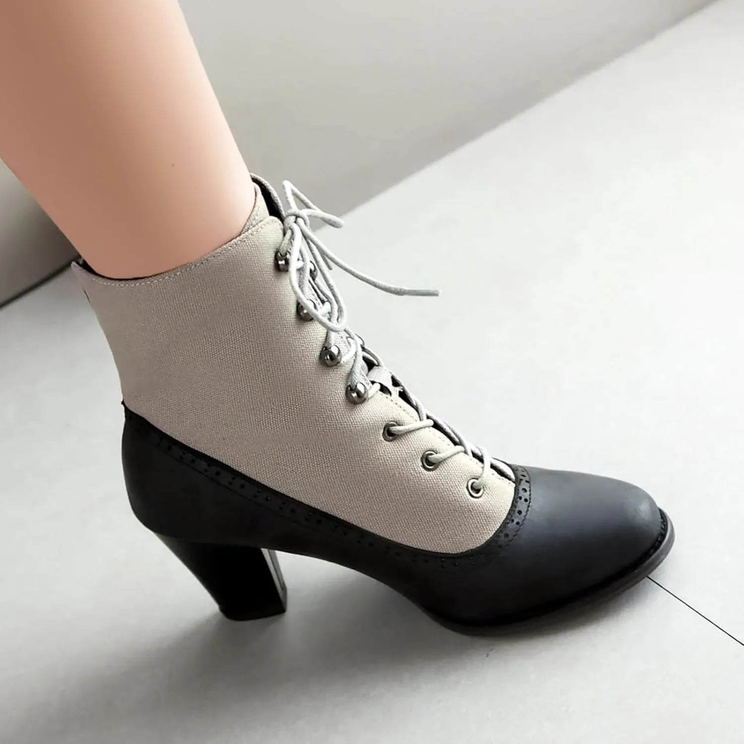 Women's Ankle Boots Victorian Boots Black Boots Chunky Heel Lace Up Witch Boots Knight Boots Cowgirl Rain Boots Mid Calf Side