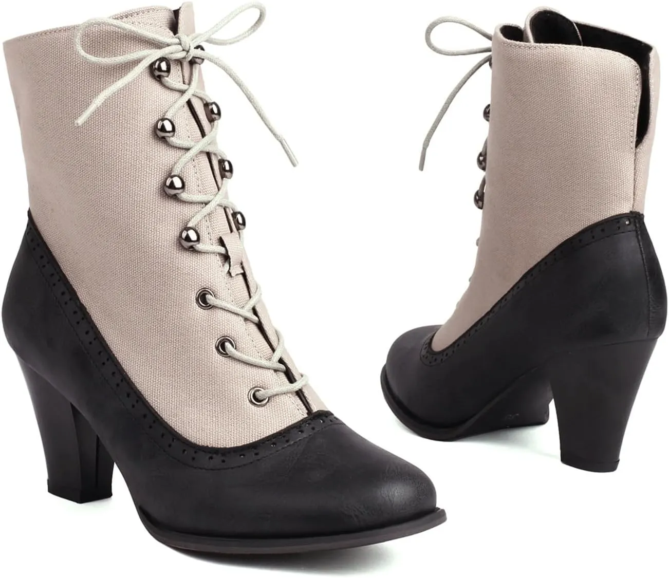 Women's Ankle Boots Victorian Boots Black Boots Chunky Heel Lace Up Witch Boots Knight Boots Cowgirl Rain Boots Mid Calf Side