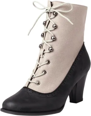 Women's Ankle Boots Victorian Boots Black Boots Chunky Heel Lace Up Witch Boots Knight Boots Cowgirl Rain Boots Mid Calf Side