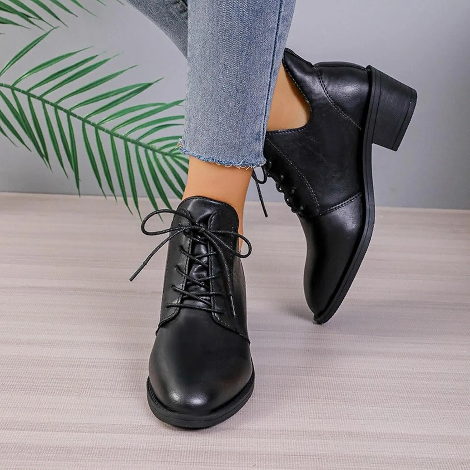 Women's Ankle Boots Victorian Boots Mid Calf Boots Round Toe Black Boots Chunky Heel Lace Up Witch Boots Knight Boots Pull On