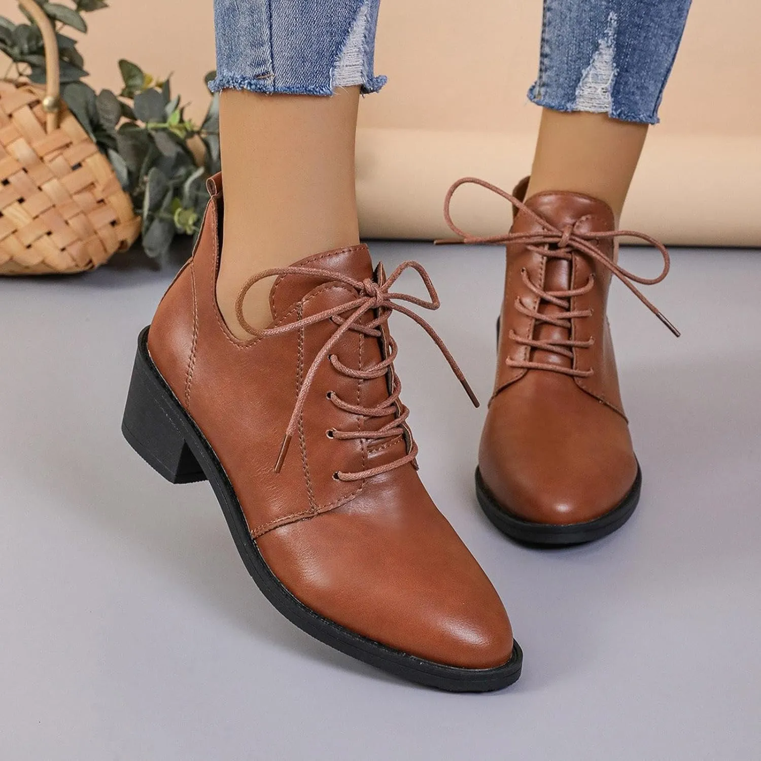 Women's Ankle Boots Victorian Boots Mid Calf Boots Round Toe Black Boots Chunky Heel Lace Up Witch Boots Knight Boots Pull On