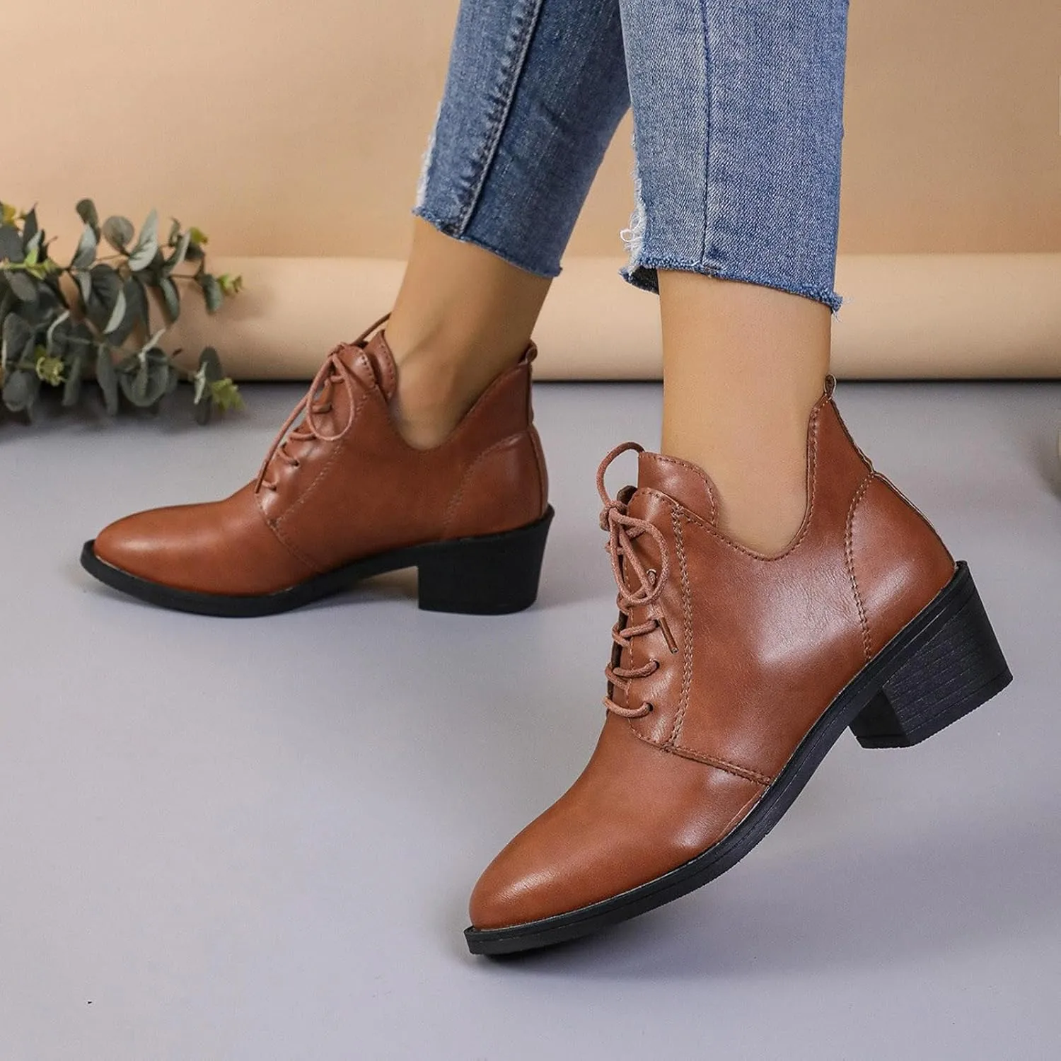 Women's Ankle Boots Victorian Boots Mid Calf Boots Round Toe Black Boots Chunky Heel Lace Up Witch Boots Knight Boots Pull On