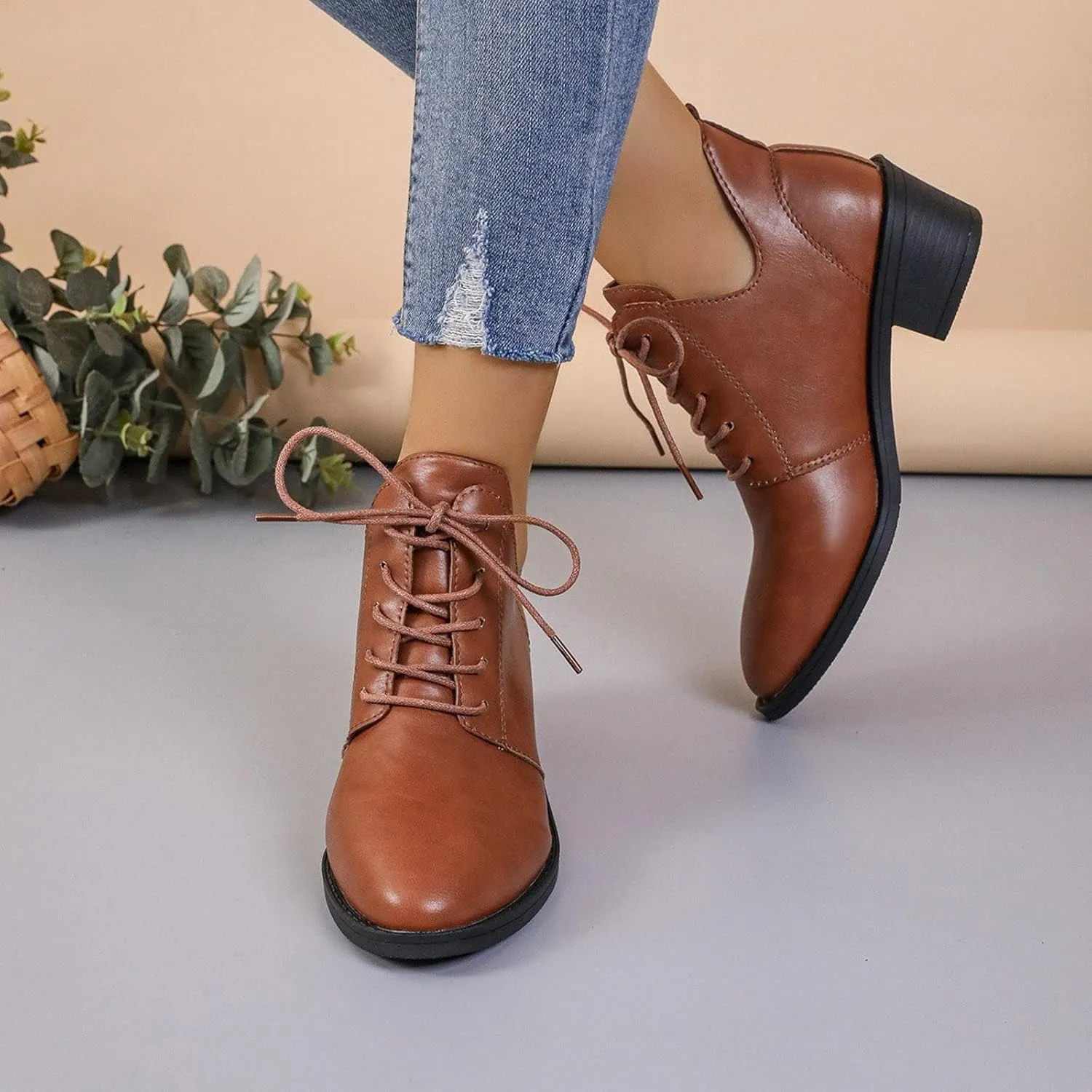 Women's Ankle Boots Victorian Boots Mid Calf Boots Round Toe Black Boots Chunky Heel Lace Up Witch Boots Knight Boots Pull On