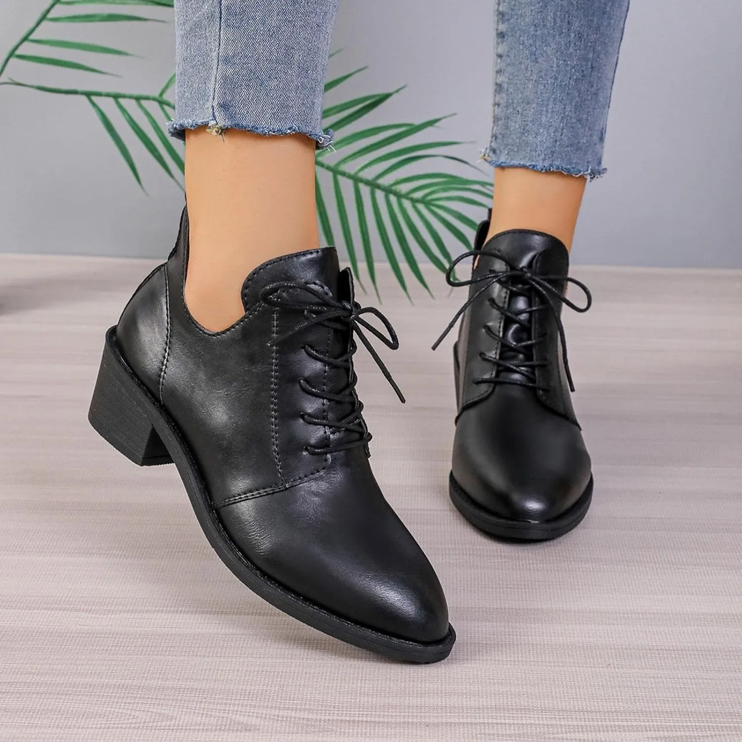 Women's Ankle Boots Victorian Boots Mid Calf Boots Round Toe Black Boots Chunky Heel Lace Up Witch Boots Knight Boots Pull On