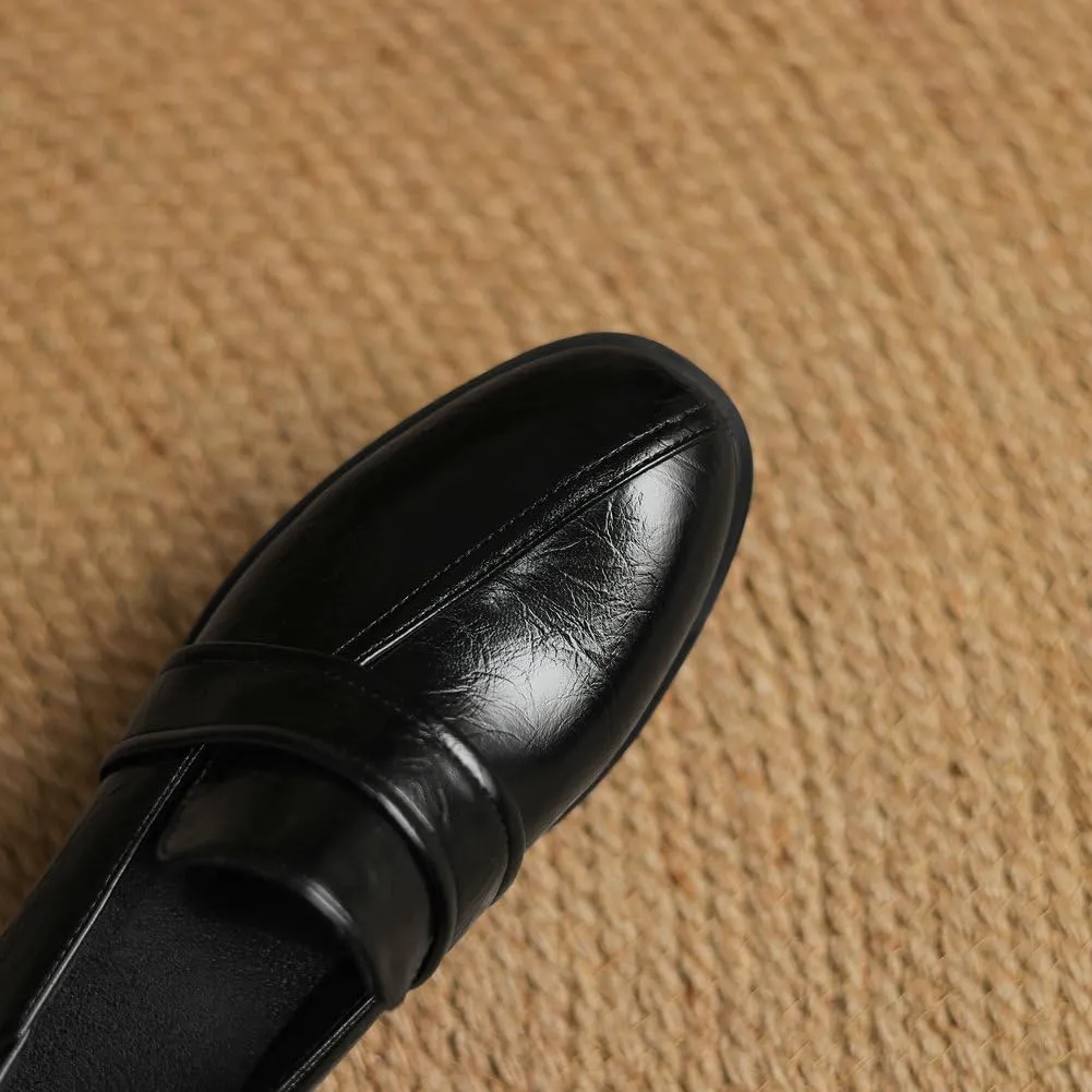 Womens Basic Oxford Shoes Black Red Chunky Low Heel Classic Penny Loafers Vintage Footwear
