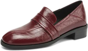 Womens Basic Oxford Shoes Black Red Chunky Low Heel Classic Penny Loafers Vintage Footwear