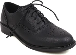 Women's Lace up Oxford Shoes Closed Round Toe Formal Comfortable Brogue Business Oxfords Chunky Dating Wedding Vintage Wingtip Low Block All Weather Heels