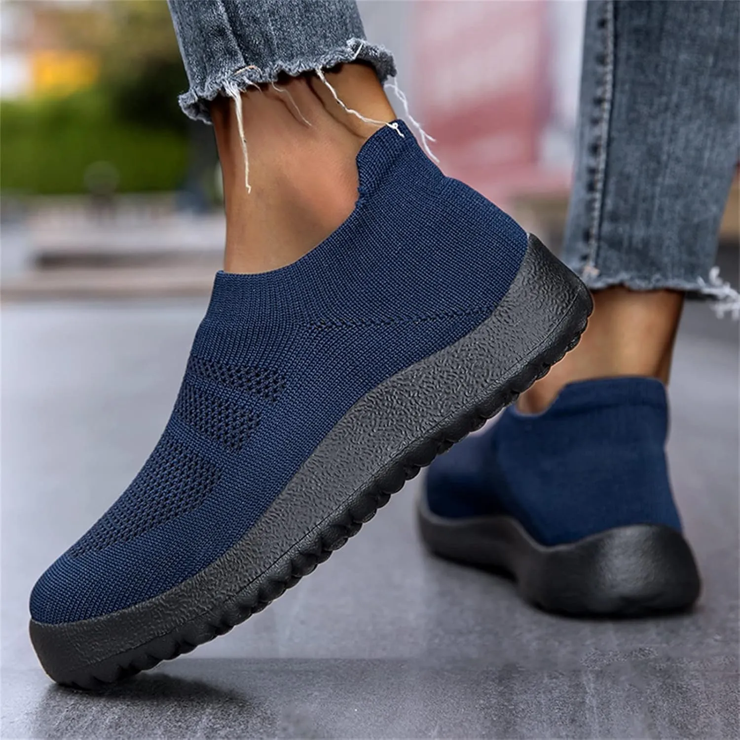 Womens Ladies Walking Running Shoes Slip On Lightweight Mens Casual Shoes Mesh Breathable Casual Shoes Slip On Black Platform Sneaker Slip On Tennis Shoe Loafers Shoe