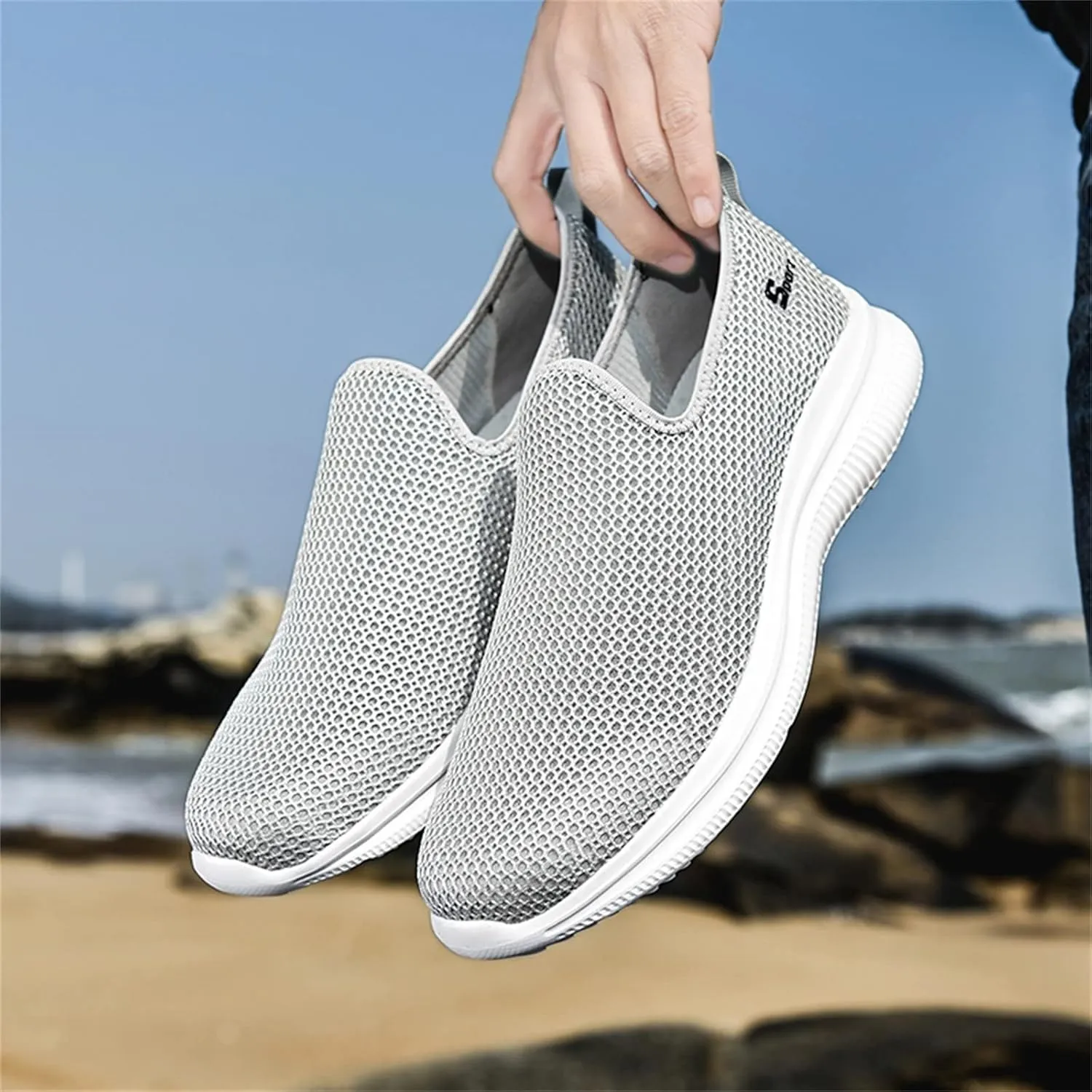 Womens Ladies Walking Running Shoes Slip On Lightweight Mens Casual Shoes Mesh Breathable Casual Shoes Slip On Black Platform Sneaker Slip On Tennis Shoe Loafers Shoe