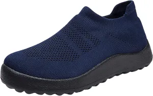 Womens Ladies Walking Running Shoes Slip On Lightweight Mens Casual Shoes Mesh Breathable Casual Shoes Slip On Black Platform Sneaker Slip On Tennis Shoe Loafers Shoe