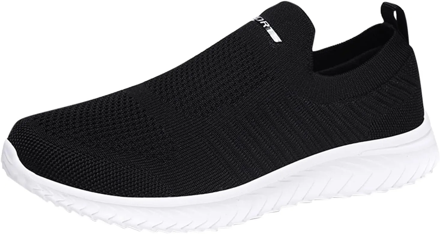 Women's Lightweight Slip On Walking Running Shoes Womens Tennis Shoes Mesh Casual Black Shoes Platform Sneakers Black Tennis Shoe Loafers Shoe