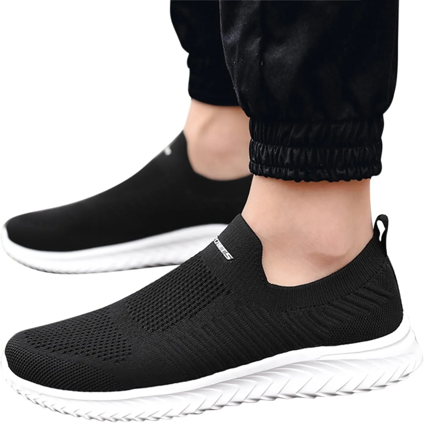 Women's Lightweight Slip On Walking Running Shoes Womens Tennis Shoes Mesh Casual Black Shoes Platform Sneakers Black Tennis Shoe Loafers Shoe
