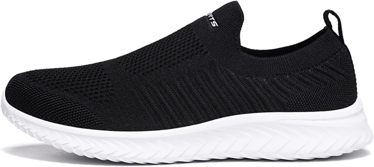 Women's Lightweight Slip On Walking Running Shoes Womens Tennis Shoes Mesh Casual Black Shoes Platform Sneakers Black Tennis Shoe Loafers Shoe