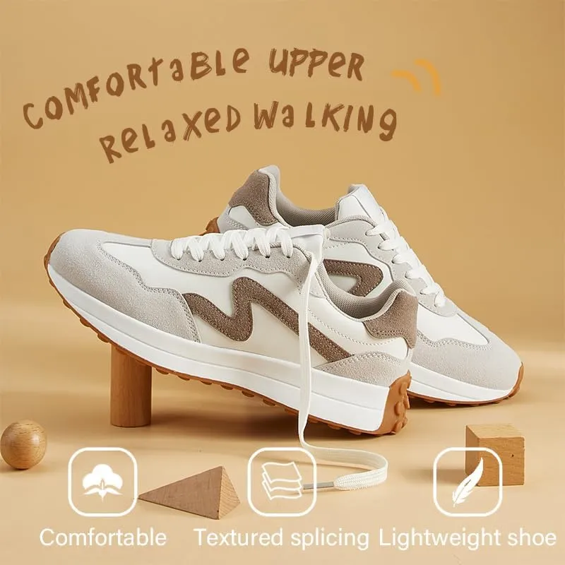 Women's Platform Retro Style Sneakers - Lace-up Classic Fashion Stylish Tennis Running Walking Shoes